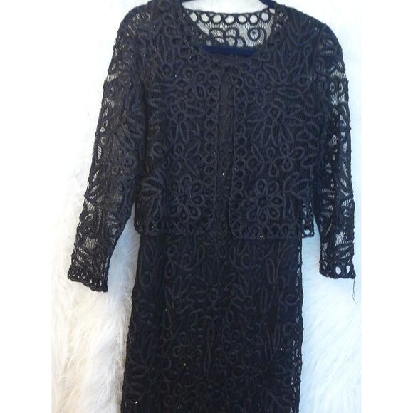 Crochet Black Lace Maxi Dress And Jacket Set Whimsigoth Witch Coquette READ - Picture 3 of 8